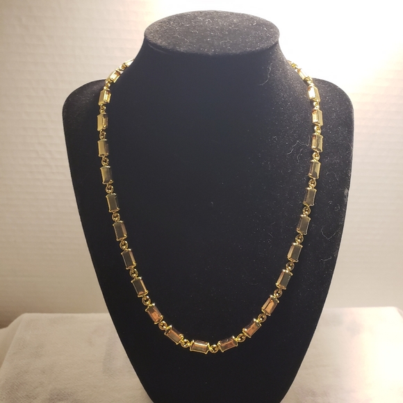 Beautiful Goldtone Talbots Bright Baguette Necklace Cafe/Gold - Picture 1 of 11